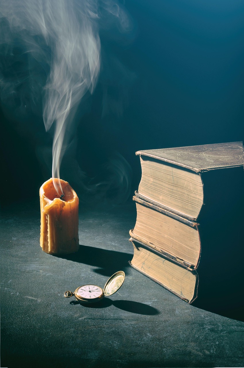 Home book, candle, spirituality, literature, collection