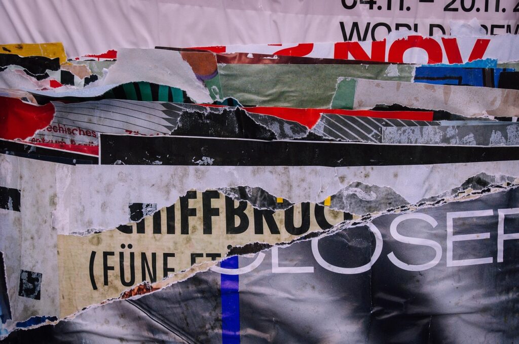 posters, paper, advertising, layers, snippets, torn