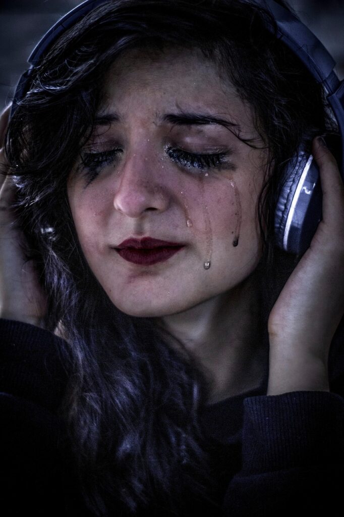 woman, tears, headphones, cry, music, emotions, feeling, sound, audio, sadness, pain, despair, listen, tears, tears, tears, tears, tears, cry, cry, cry, cry, pain